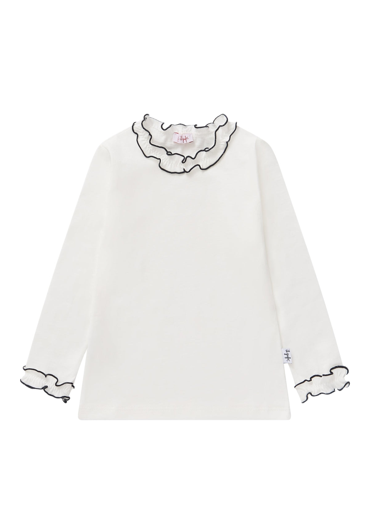 White T-Shirt With Blue Details
