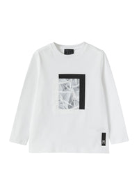 T-shirt con stampa ad acqua e nylon