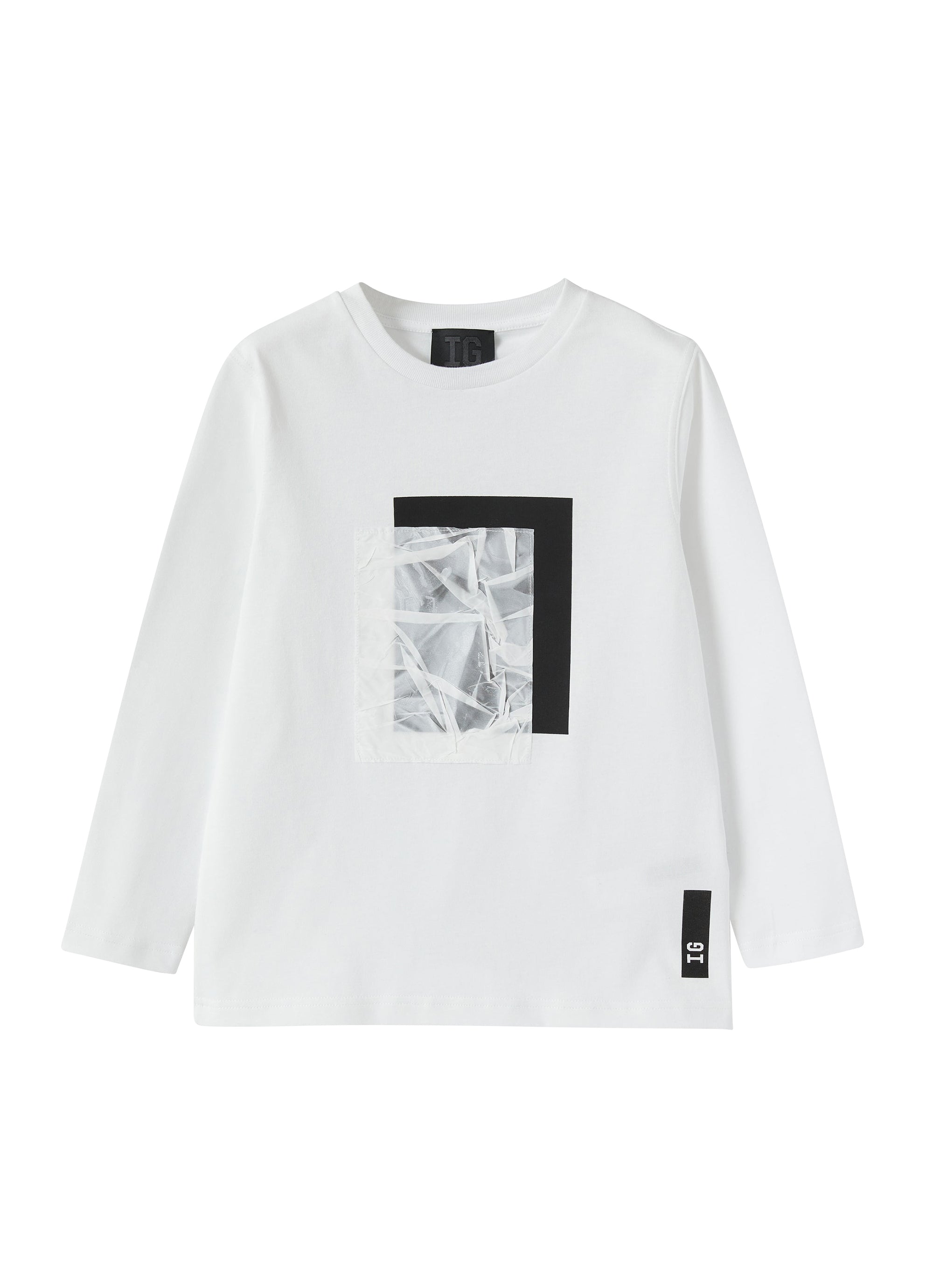 T-shirt con stampa ad acqua e nylon