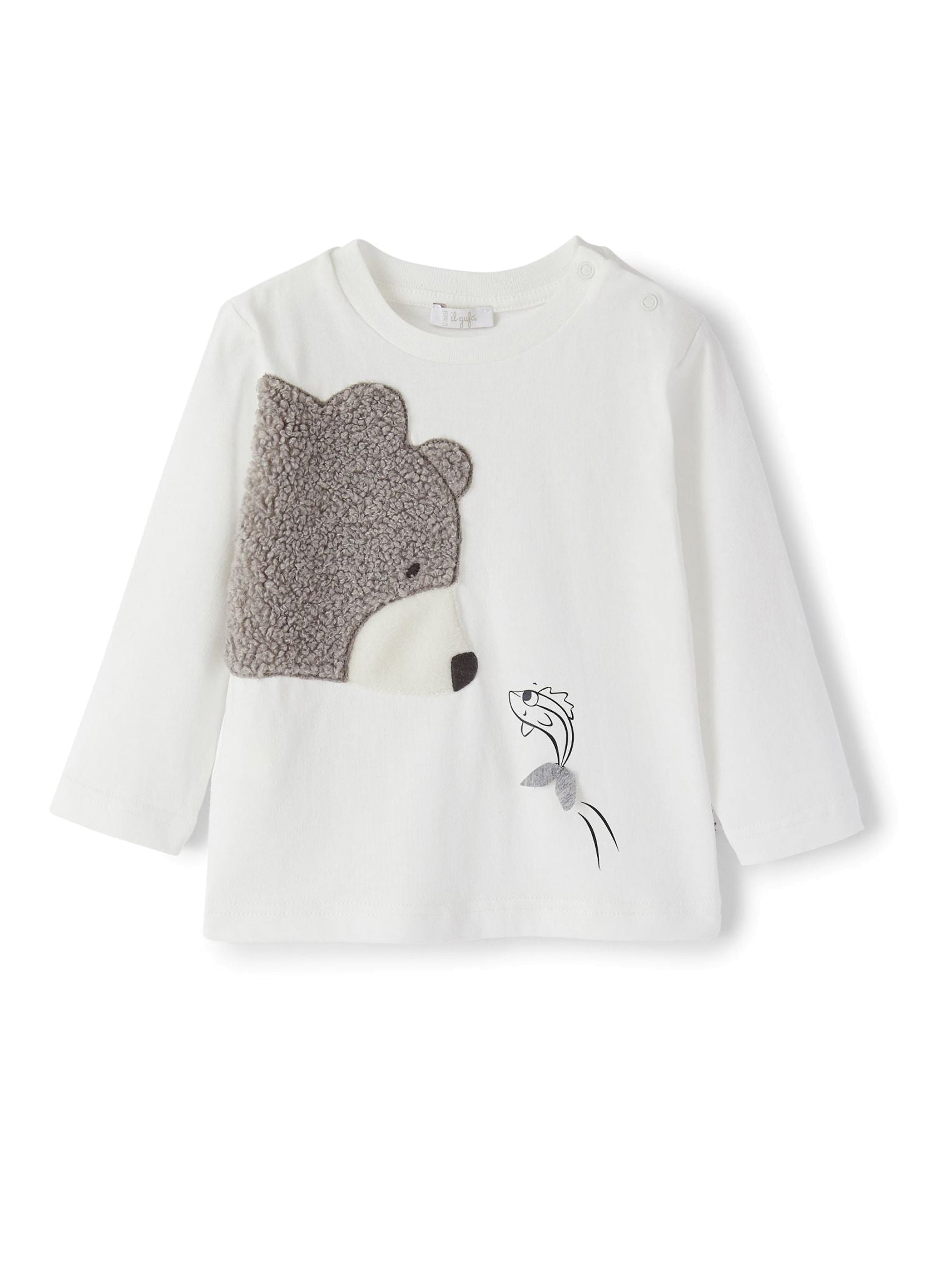 Long-sleeved teddy bear T-shirt - Latte & Grigio