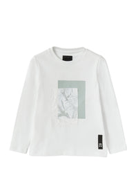 T-shirt con stampa ad acqua e nylon