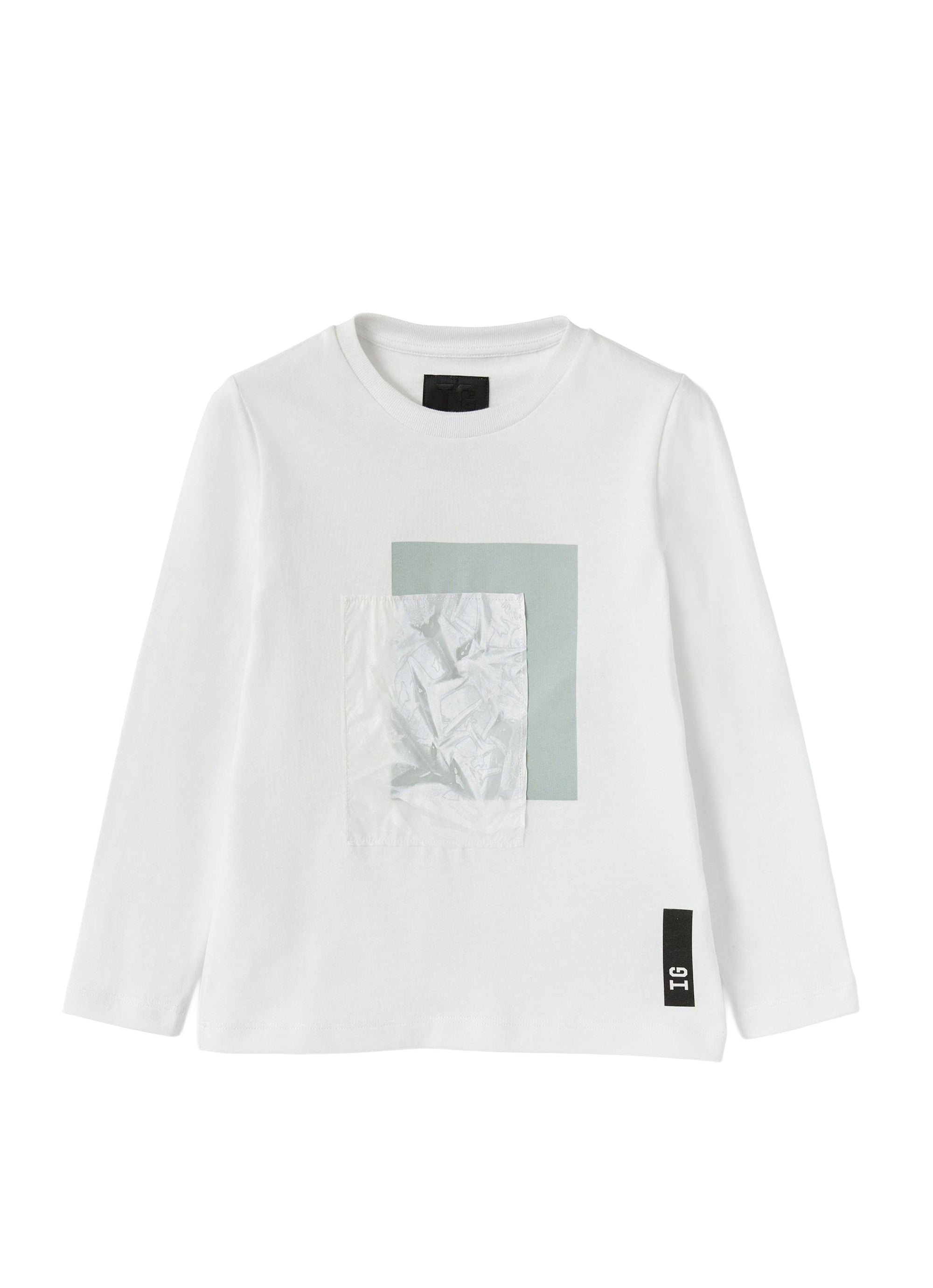 T-shirt con stampa ad acqua e nylon