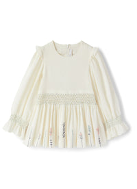 Embossed cotton top with embroidery