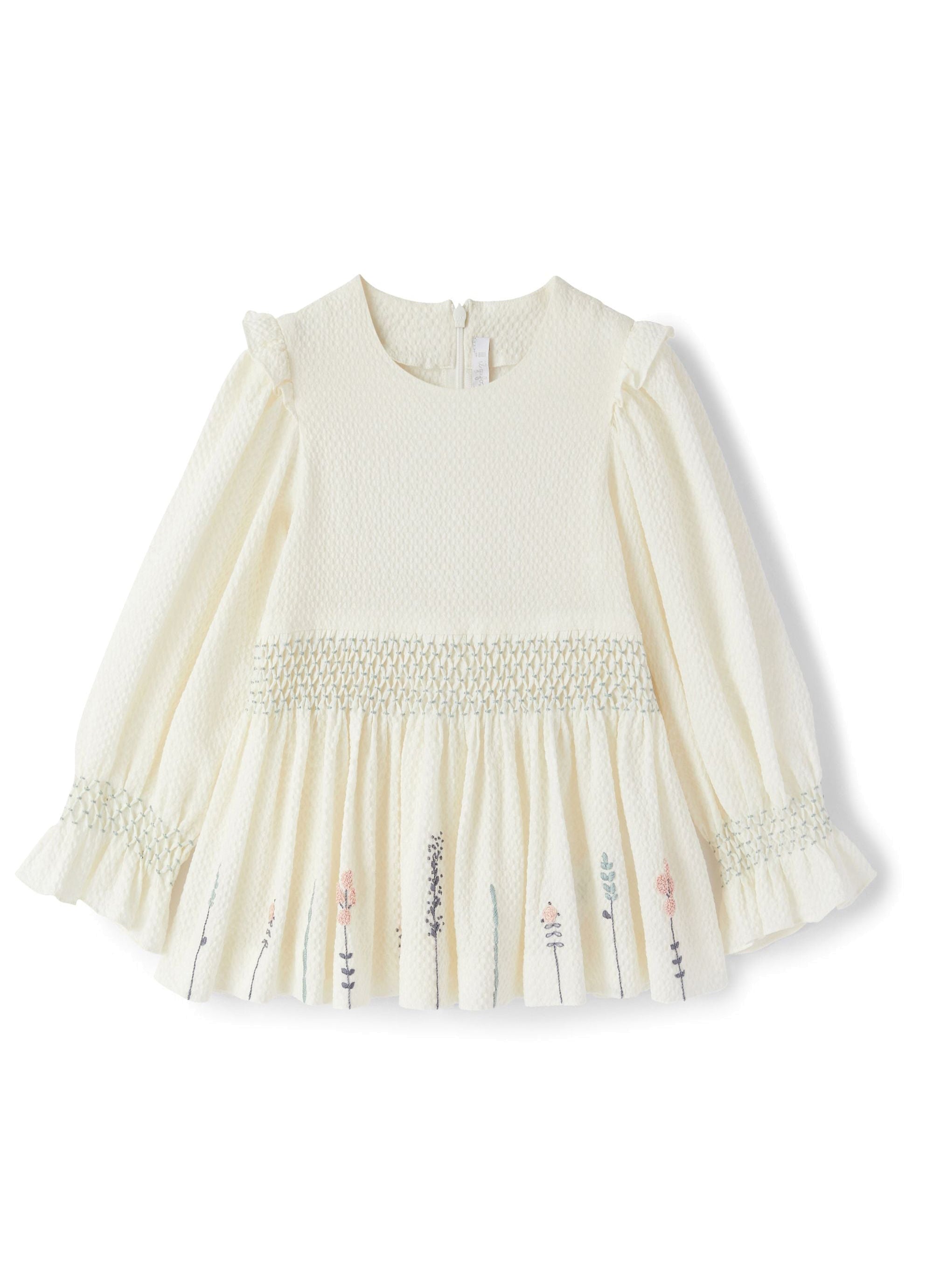 Embossed cotton top with embroidery
