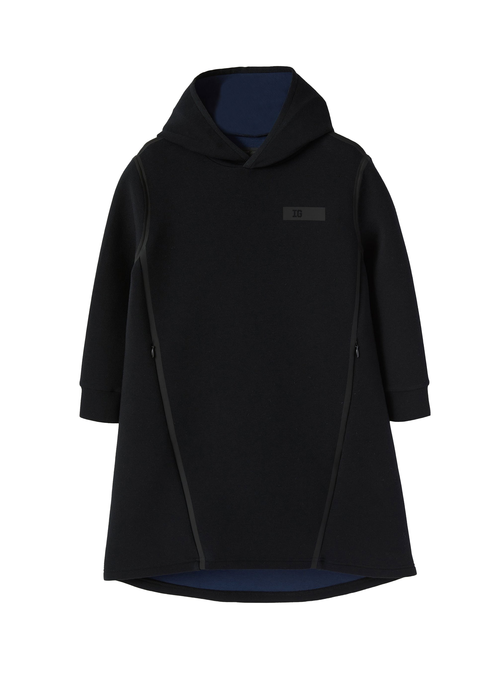 Vestito bonded nero con cappuccio