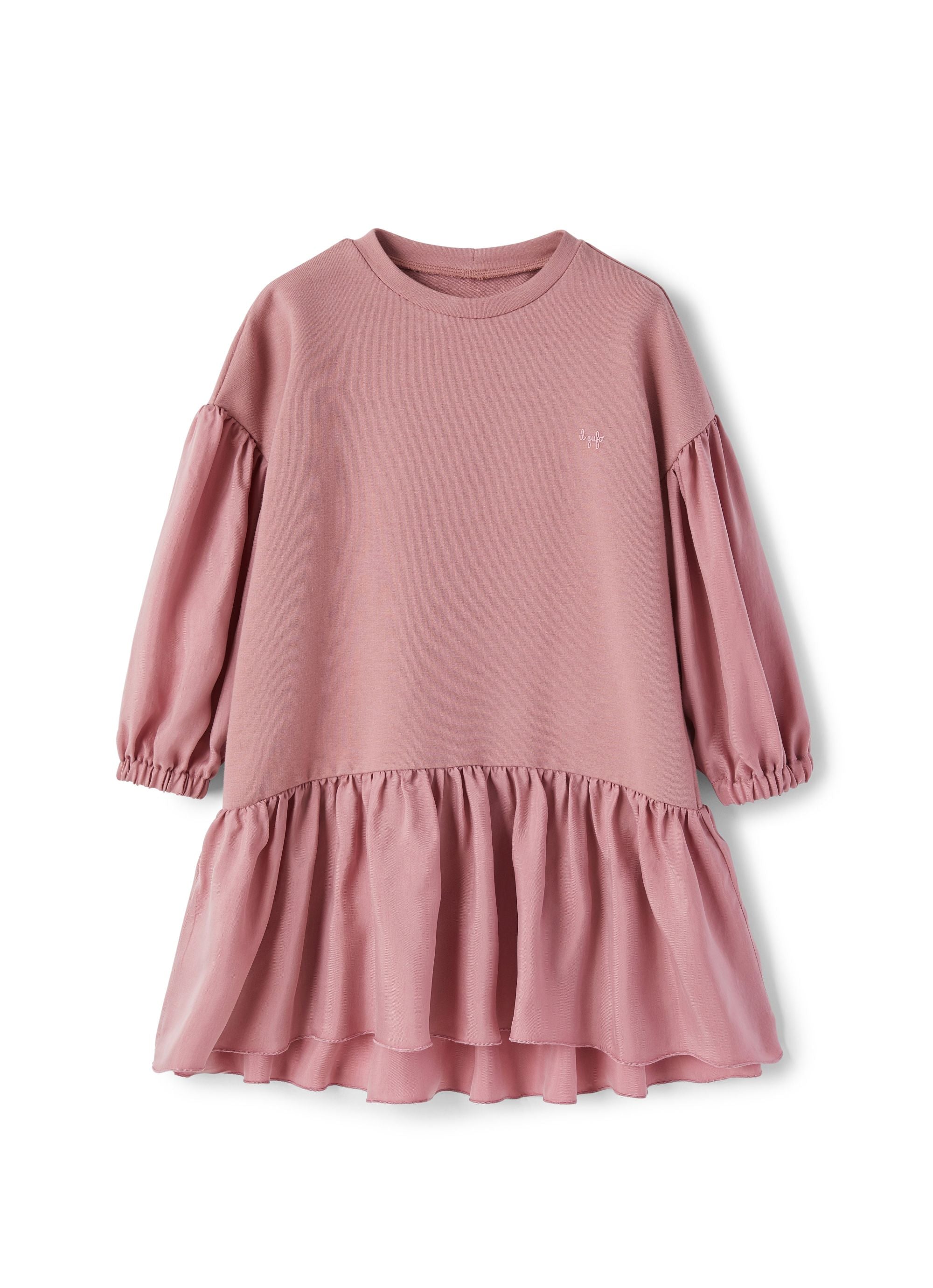 Fleece dress with cupro inserts