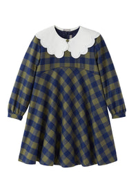 Vestito damier con colletto rimovibile