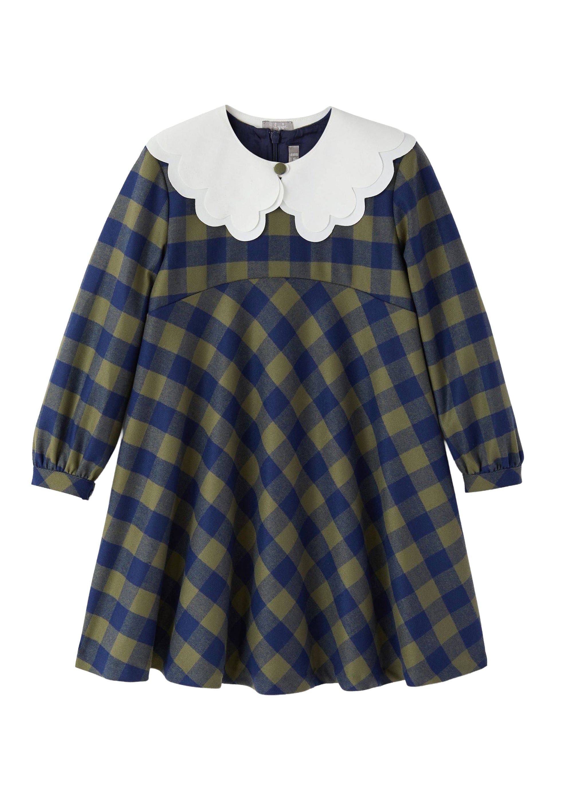 Vestito damier con colletto rimovibile