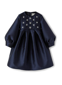 Mikado dress with embroidery - Blue