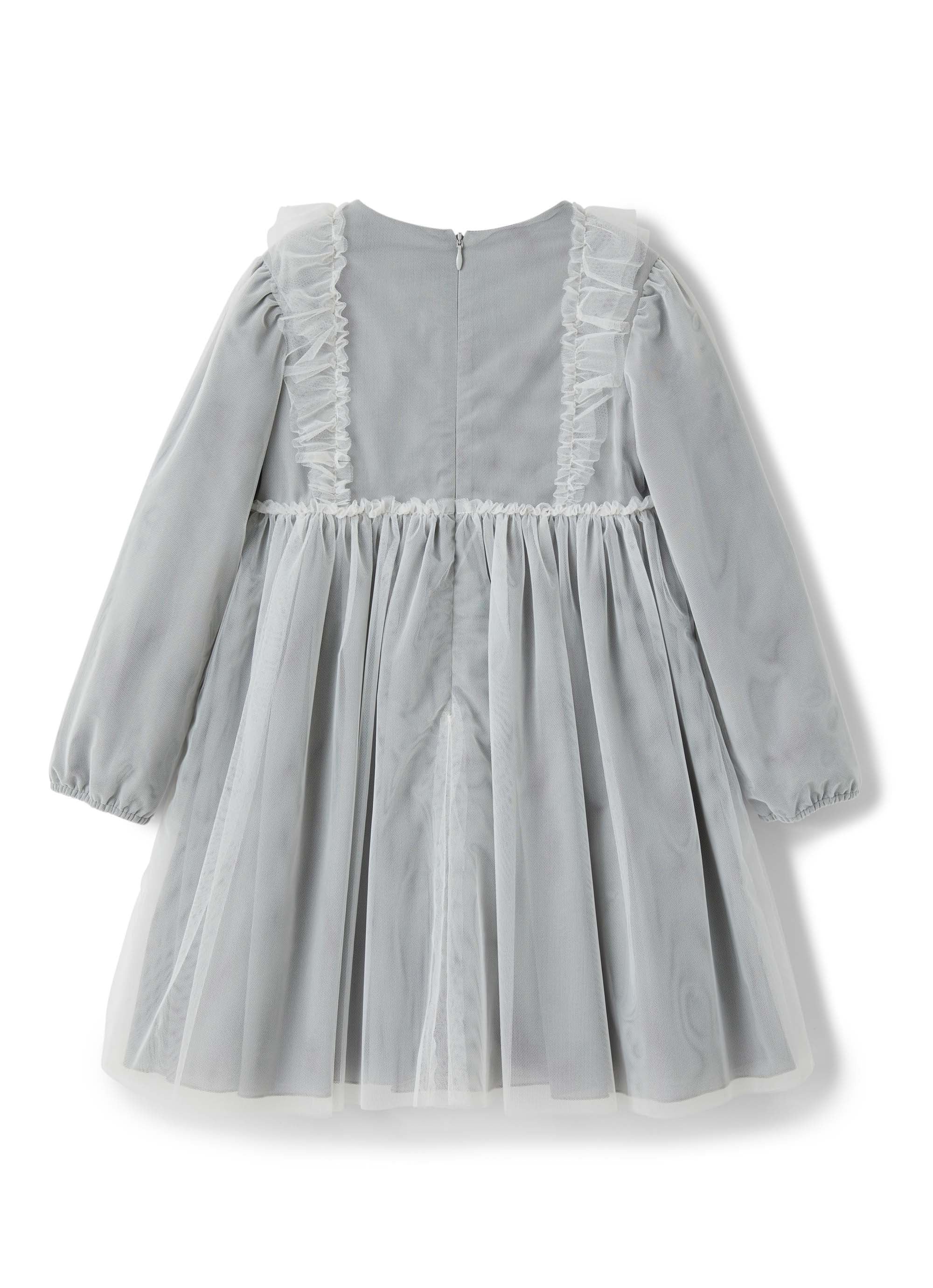 White tulle dress with hand embroidery