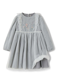 White tulle dress with hand embroidery