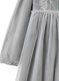 White tulle dress with hand embroidery