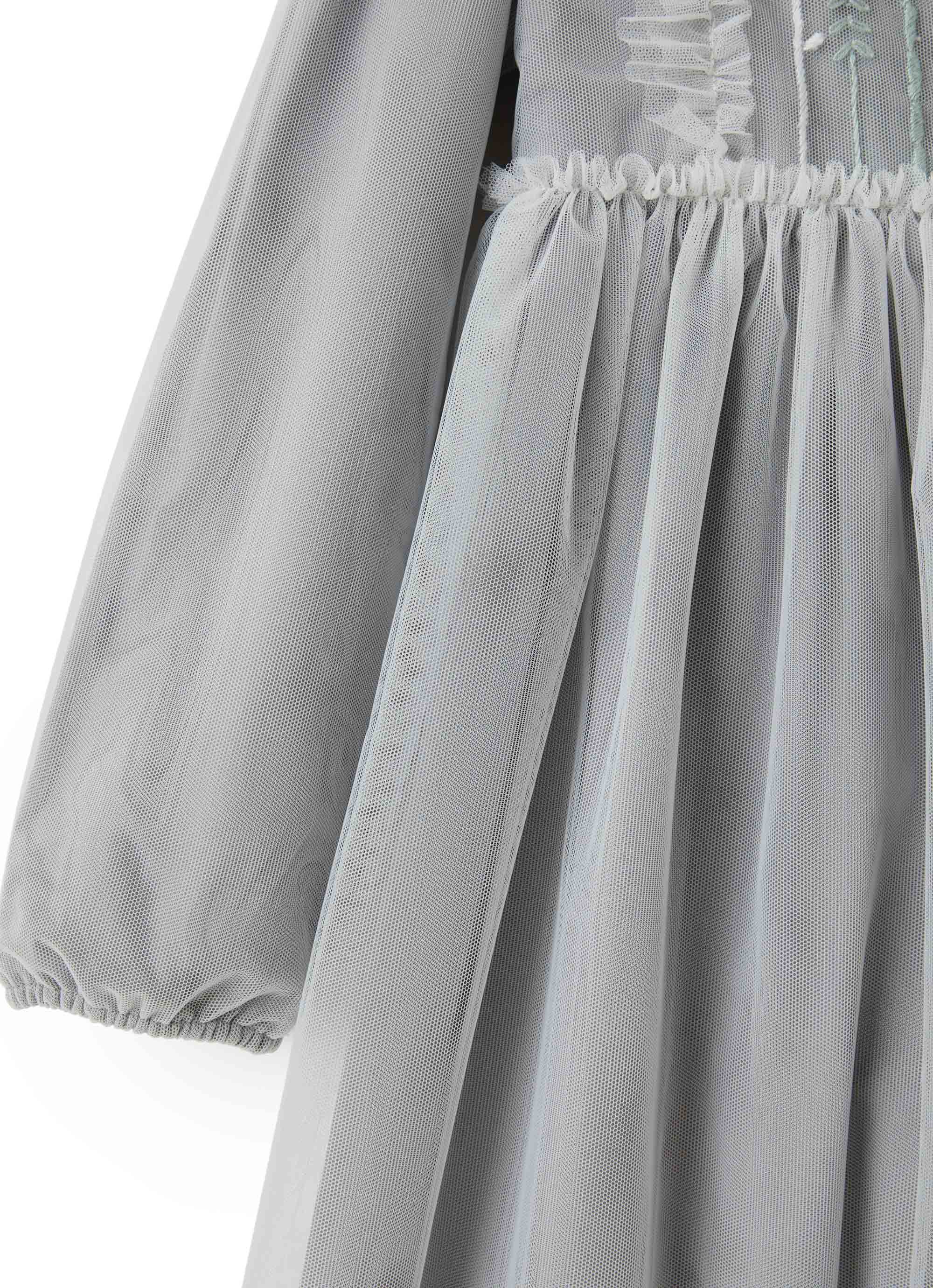 White tulle dress with hand embroidery