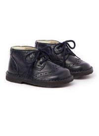 Blue leather lace-up shoes