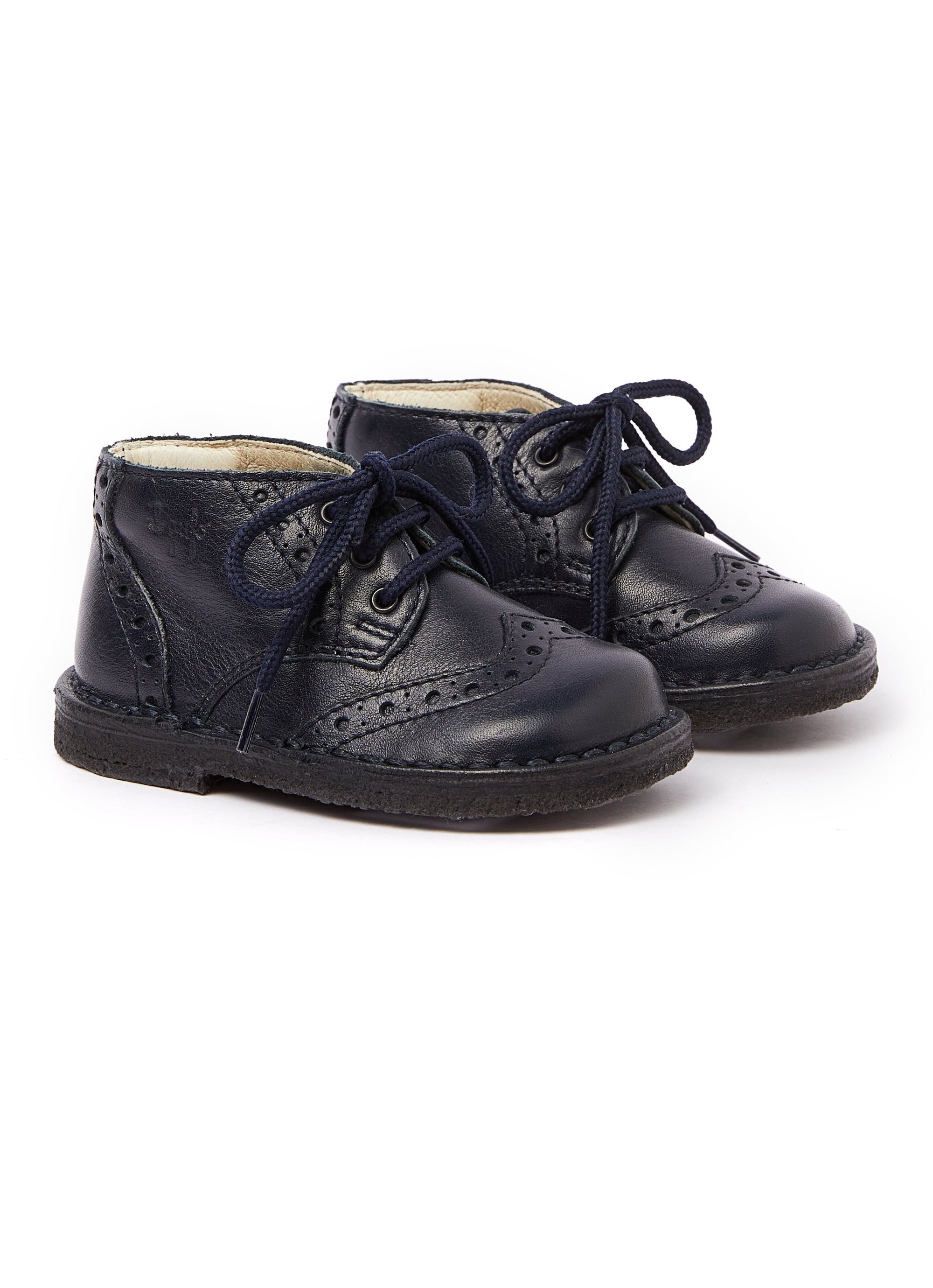 Blue leather lace-up shoes