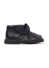 Blue leather lace-up shoes