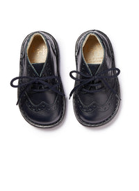 Blue leather lace-up shoes