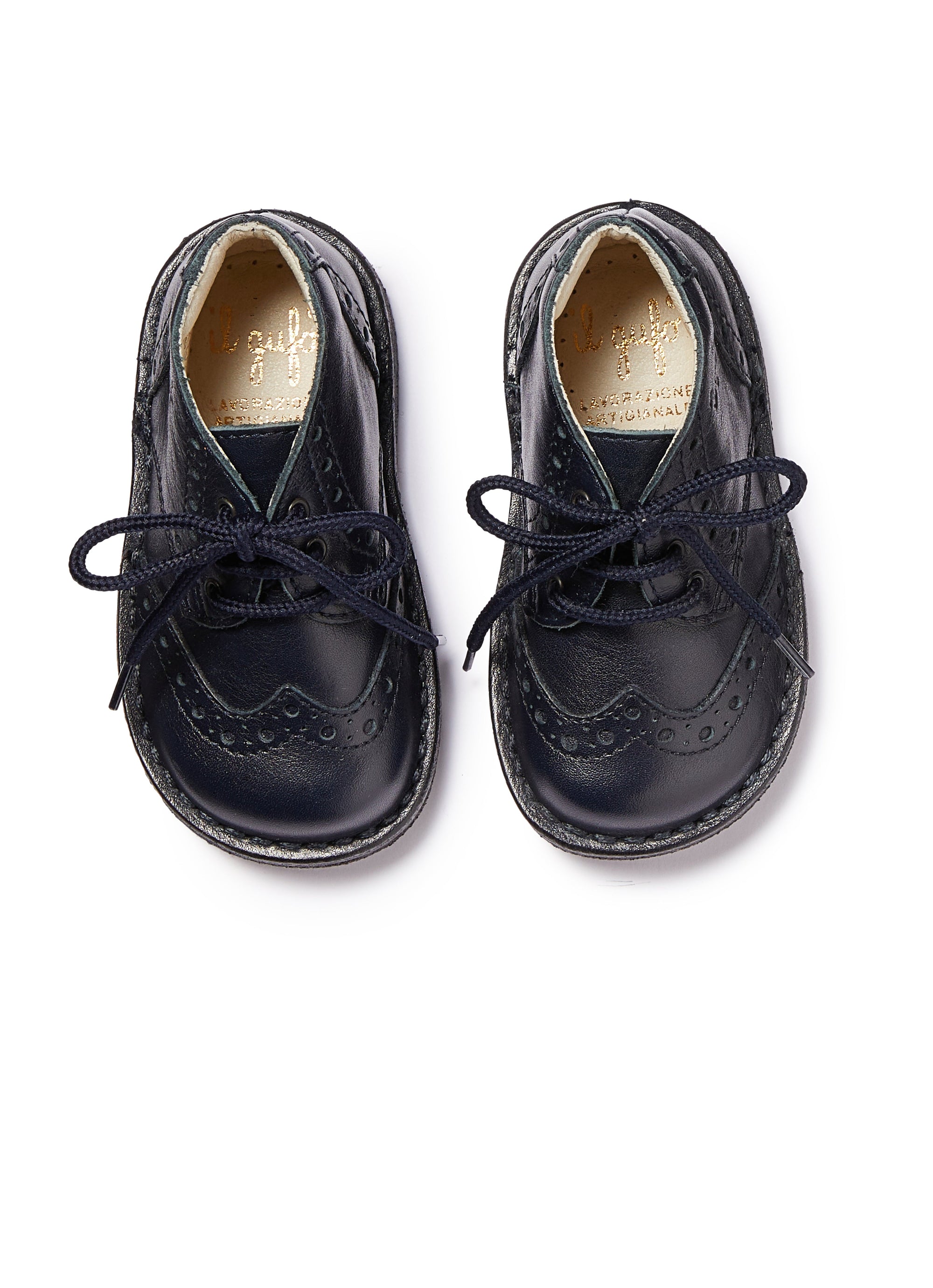 Blue leather lace-up shoes