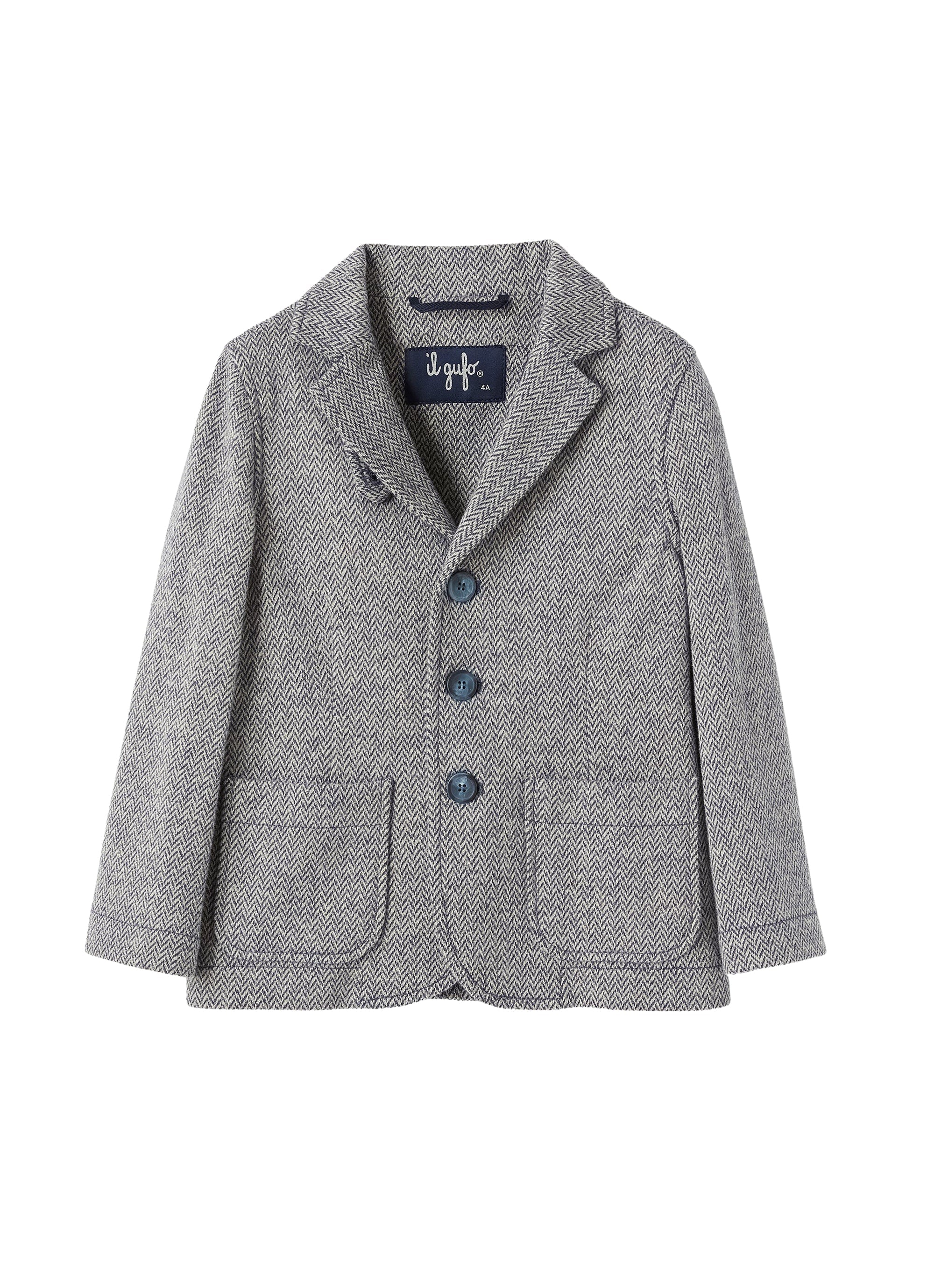 Blazer in cotone blu a spina di pesce