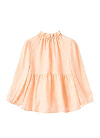 Blusa in cupro rosa con balza