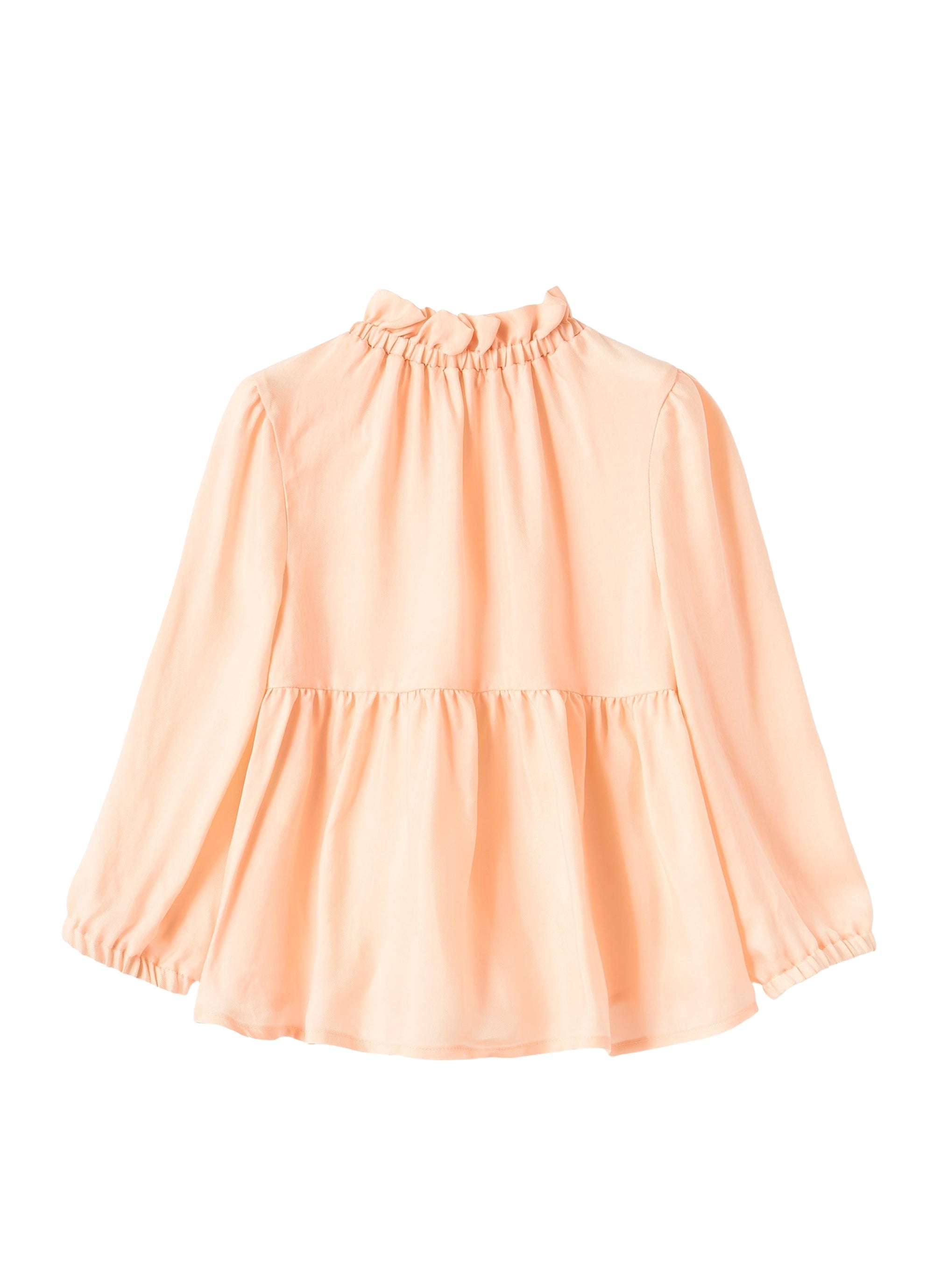Blusa in cupro rosa con balza