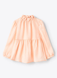 Shirt with ruffled stand-up collar - Quarzo Rosa