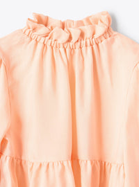 Shirt with ruffled stand-up collar - Quarzo Rosa