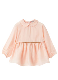 Blusa in cupro rosa con colletto tondo