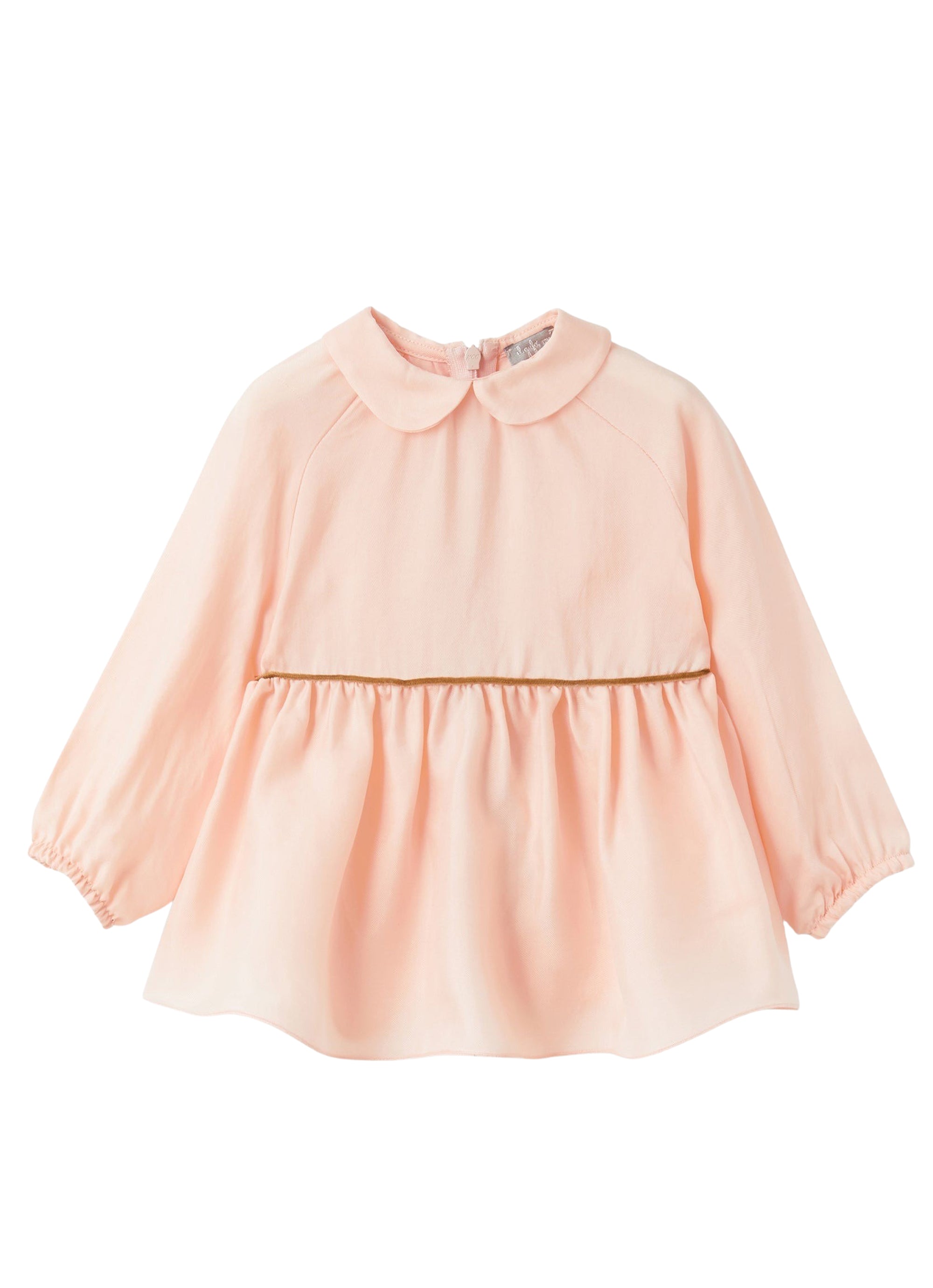 Blusa in cupro rosa con colletto tondo