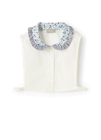 Floral print ruffled dickey collar - Bianco & Avio