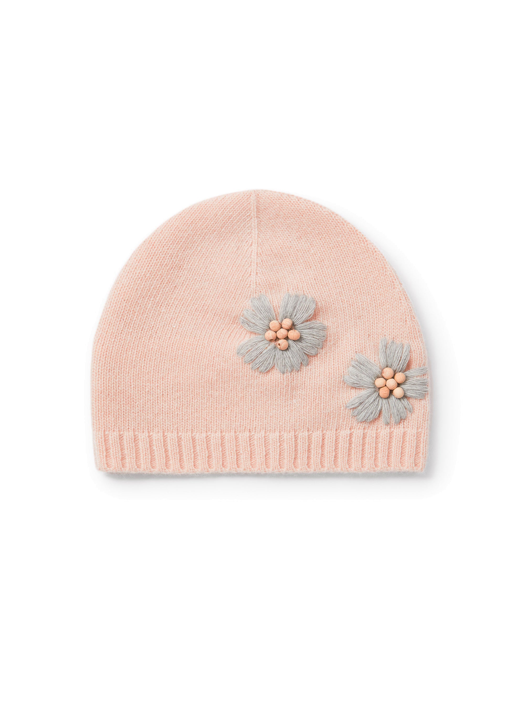 Knitted hat with wool embroidery - Quarzo Rosa & Nube