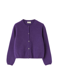 Cardigan viola in lana merino