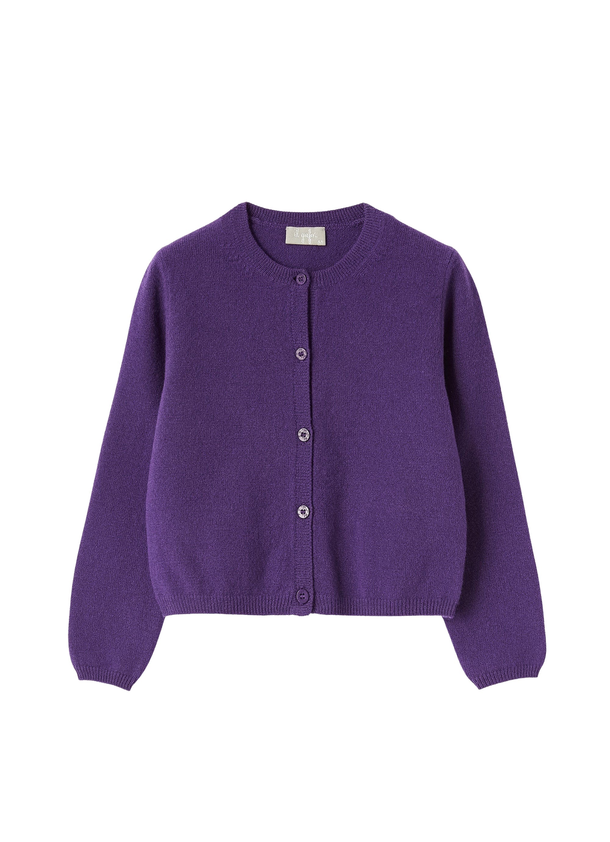 Cardigan viola in lana merino