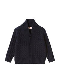 Cardigan in lana merino a trecce
