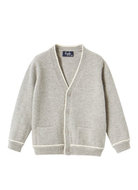 Cardigan in lana con profili bianchi
