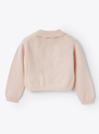 Ruffled wool cardigan - Quarzo Rosa