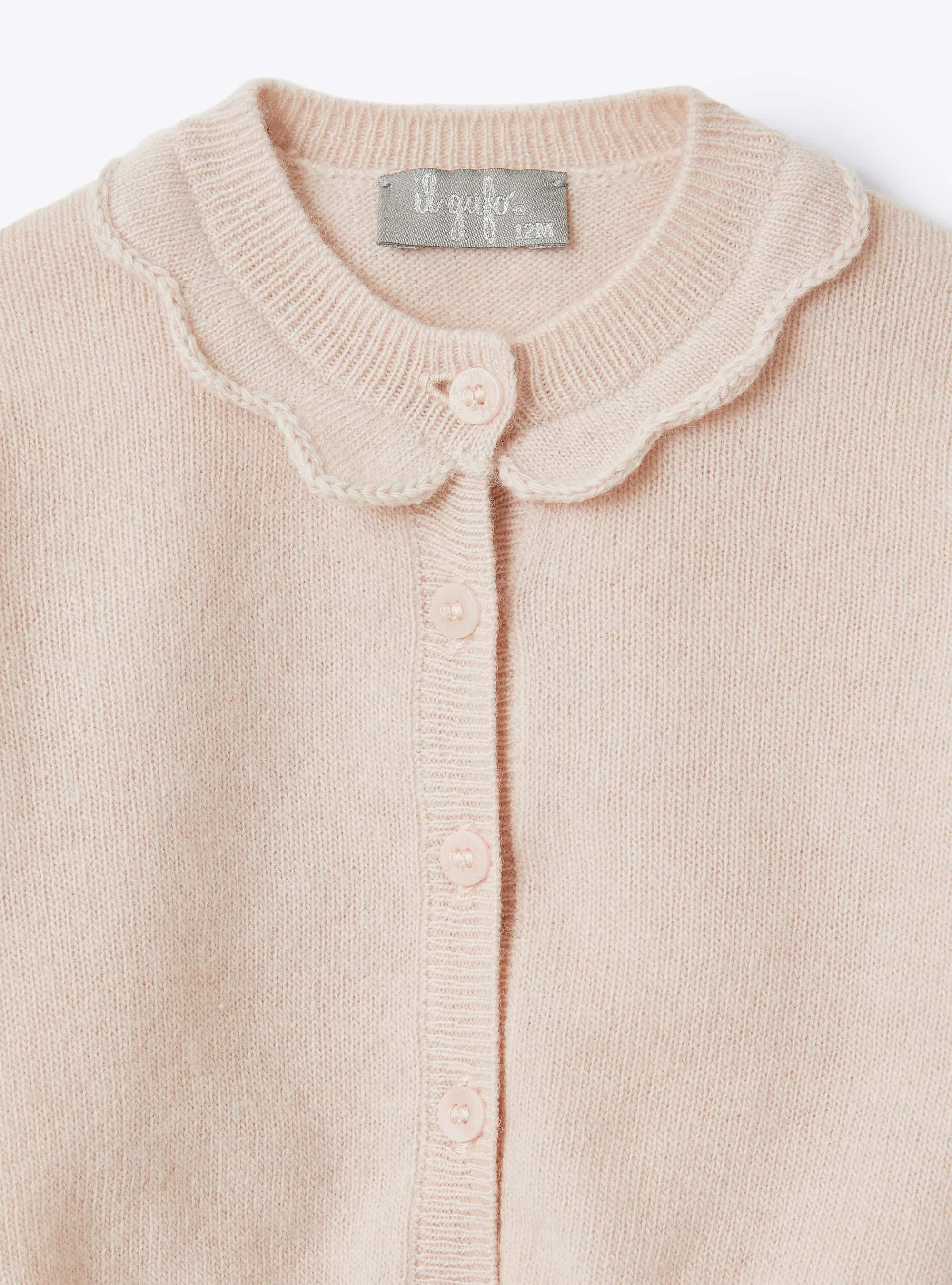 Ruffled wool cardigan - Quarzo Rosa