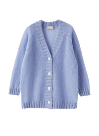 Long wool cardigan - Azzurro Topazio