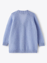 Long wool cardigan - Azzurro Topazio