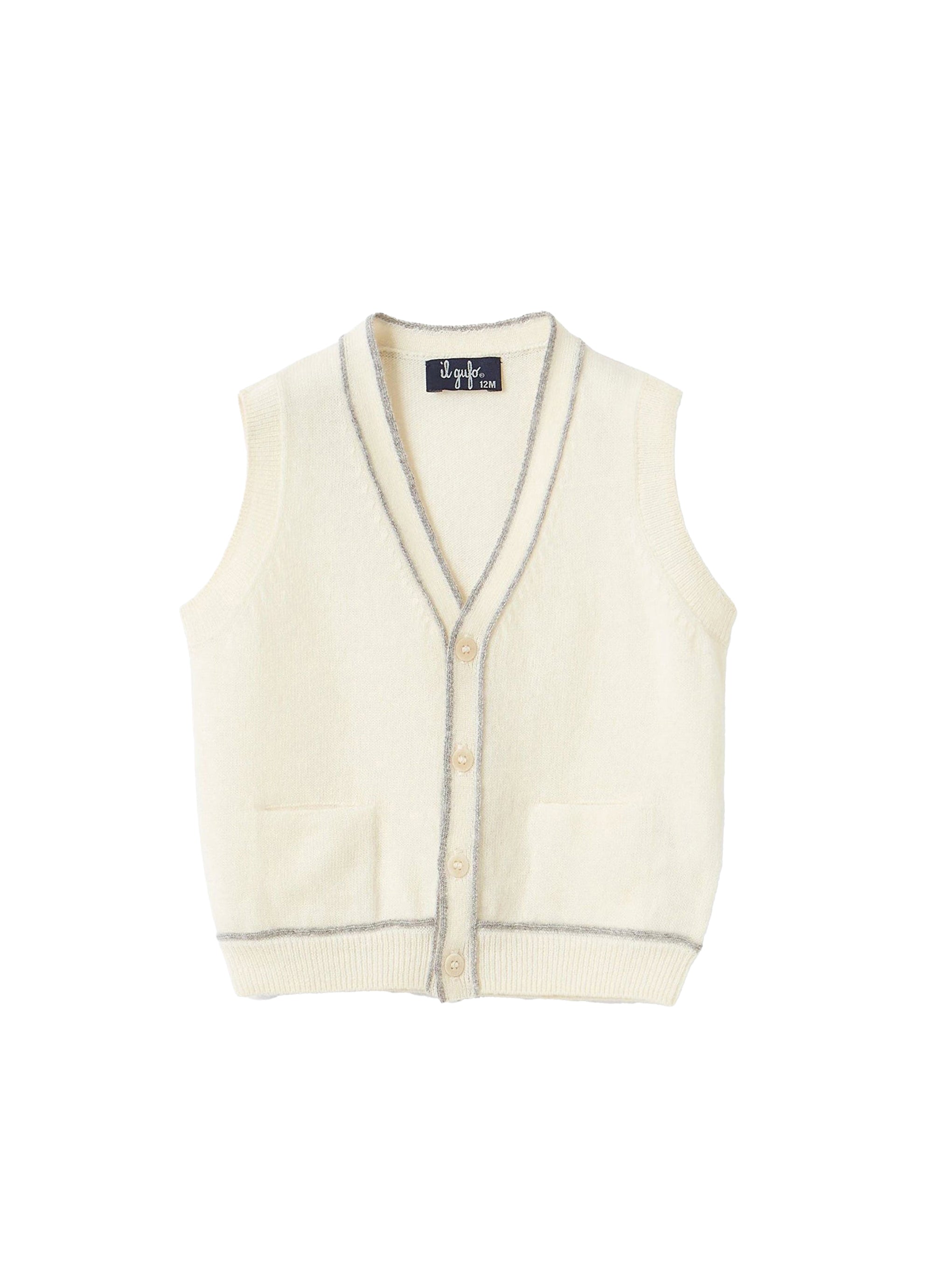 Gilet in lana con profili a contrasto