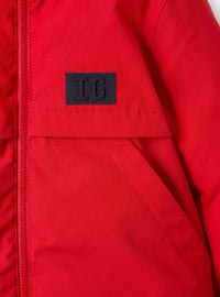 Thermo-regulating short parka - Cherry & Blue