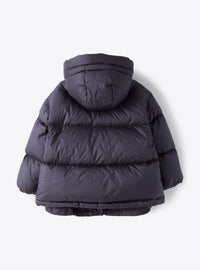 Short teddy hooded down jacket - Blue