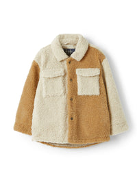 Shirt jacket in colour-block teddy - Crusca & Naturale