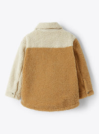 Shirt jacket in colour-block teddy - Crusca & Naturale