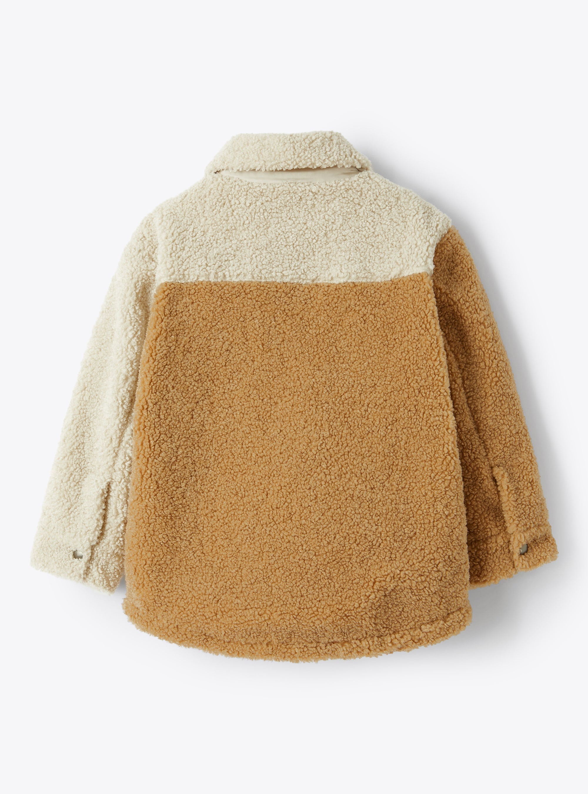 Shirt jacket in colour-block teddy - Crusca & Naturale