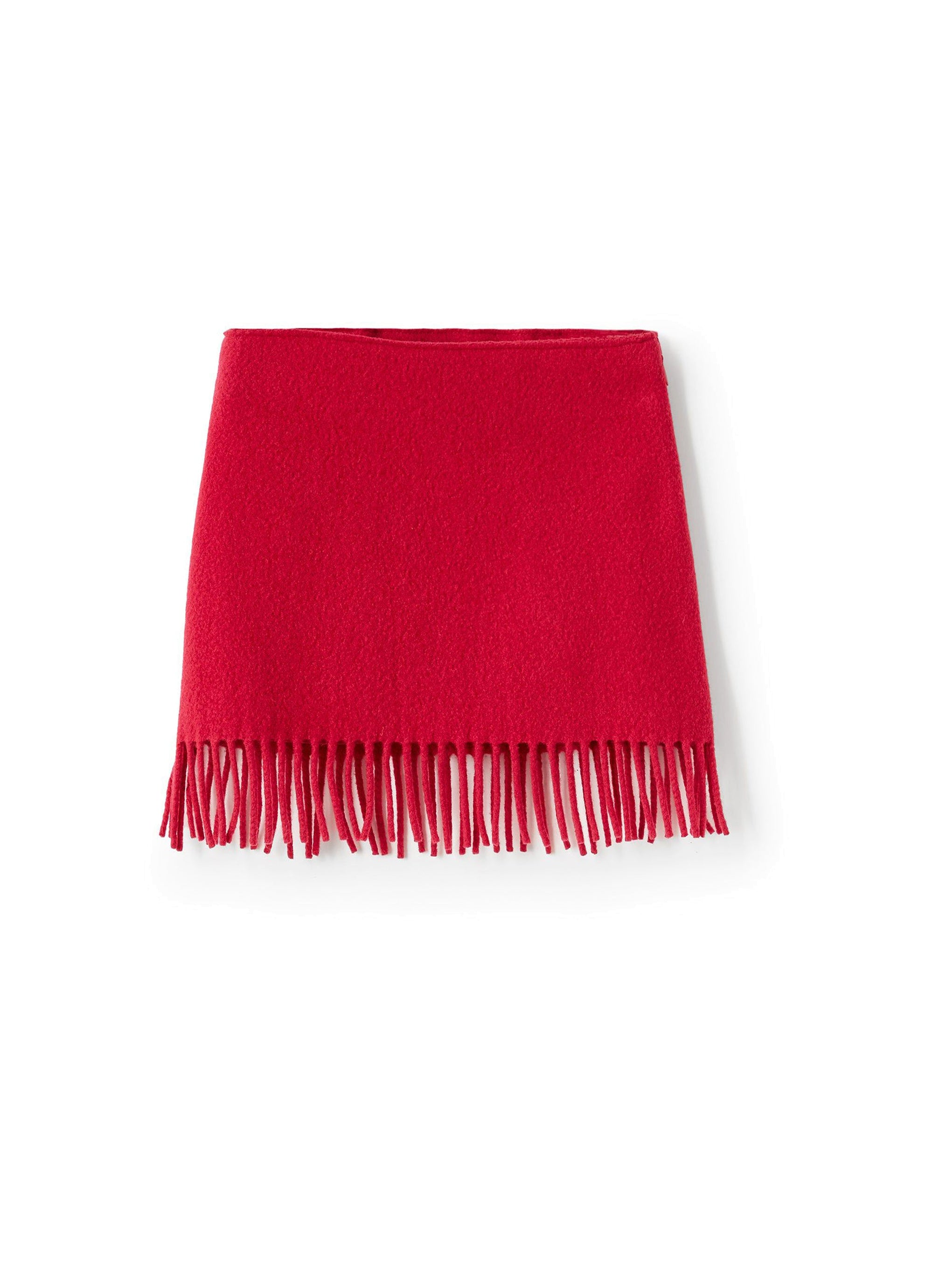 Skirt in woollen fringed fabric - Fuxia