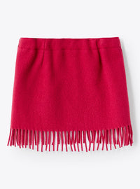 Skirt in woollen fringed fabric - Fuxia