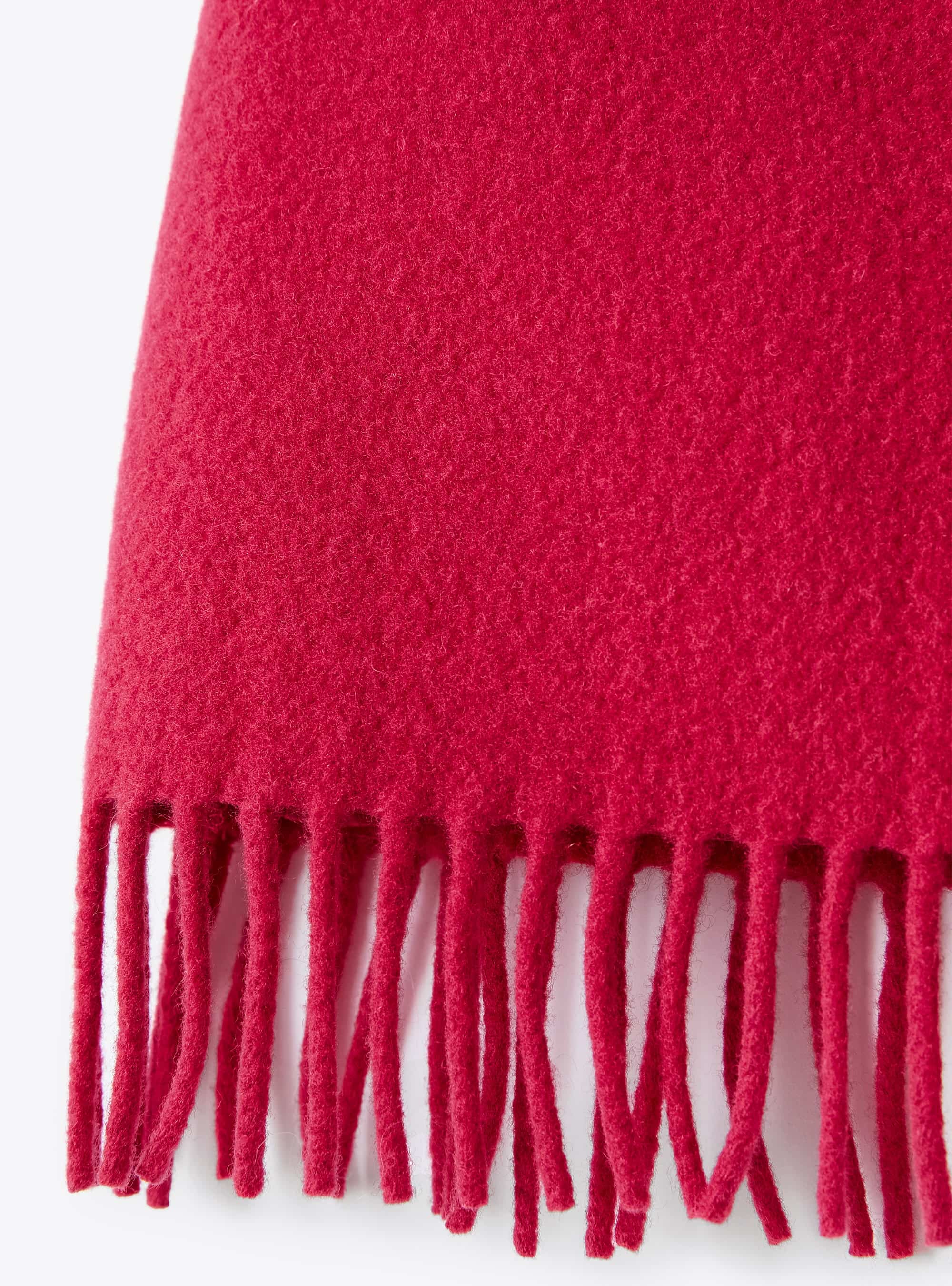 Skirt in woollen fringed fabric - Fuxia