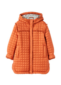 Quilted hooded down jacket - Terracotta