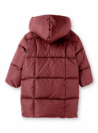 Long hooded down jacket - Burgundy